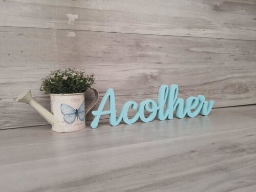 Acolher - Linha Ck - Palavra de Mesa em mdf
