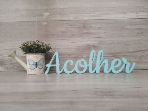 Acolher - Linha Ck - Palavra de Mesa em mdf