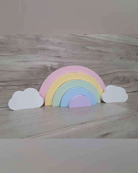 Arco Íris (5 Arcos) + Nuvens - Peças de Mesa em mdf