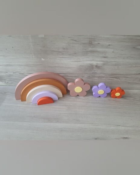 Arco Íris (5 Arcos) + Trio de Flores de Mesa em mdf