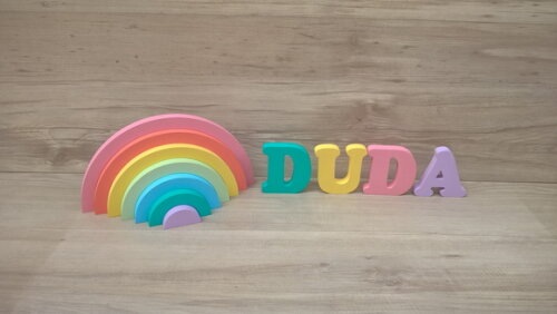 Arco Íris + Nome 4 letras - peças de mesa em mdf