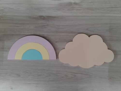 Arco Íris 3 faixas + Nuvem PARA PAREDE - TONS PASTÉIS