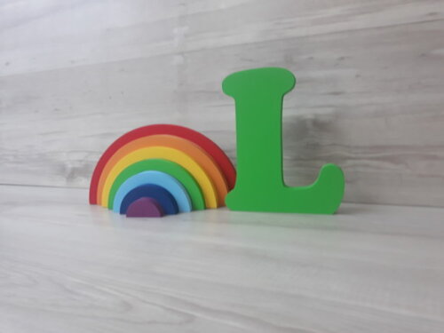 Arco Íris de Mesa em mdf - 7 Cores + Letra 20 cm de Altura