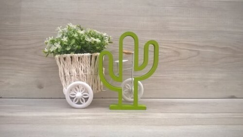 Cactus - 15 cm - Escultura em MDF para decoração