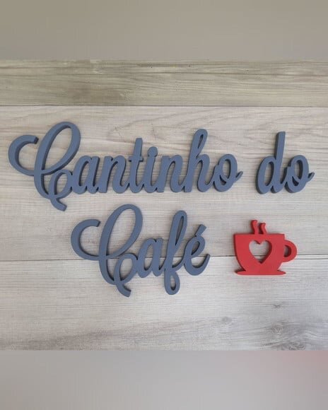 Cantinho do Café + Miniatura Xícara - Letras em mdf
