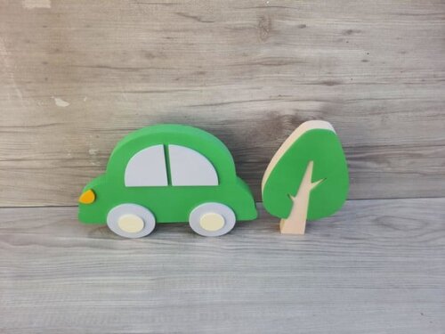 Carrinho Decorativo em mdf para Mesa - Fusca + Árvore