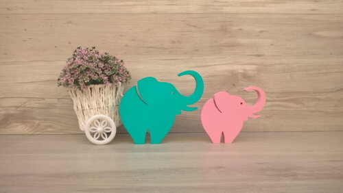 Combo Elefantes de mesa em MDF - Decoração - 10 e 13 cm
