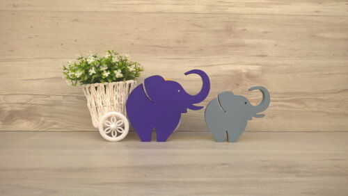 Combo Elefantes de mesa em MDF - Decoração - 10 e 13 cm