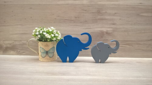 Combo Elefantes de mesa em MDF - Decoração - 10 e 13 cm
