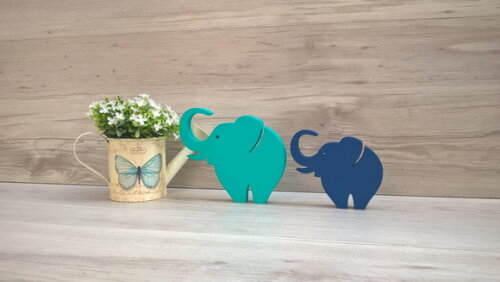 Combo Elefantes de mesa em MDF - Decoração - 10 e 13 cm