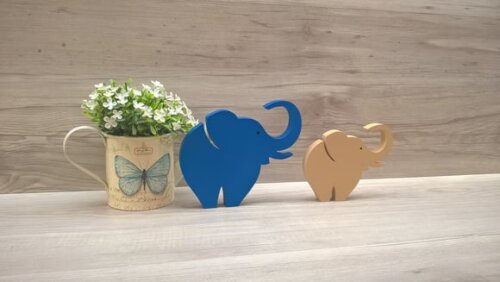 Combo Elefantes de mesa em MDF - Decoração - 10 e 13 cm