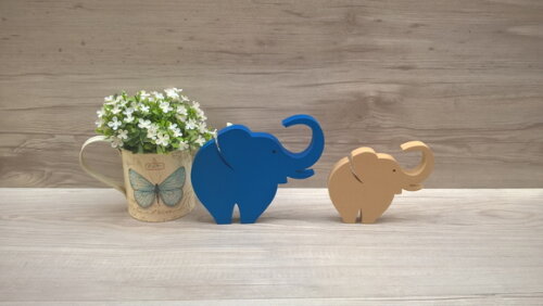 Combo Elefantes de mesa em MDF - Decoração - 10 e 13 cm