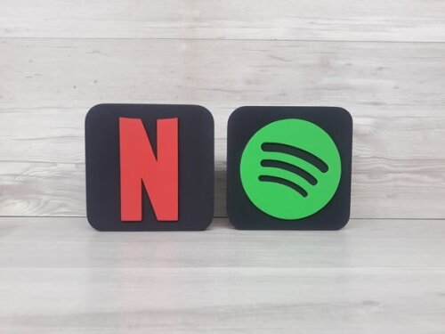 Combo Streaming - Netflix e Spotify - Simbolos em mdf 15 cm