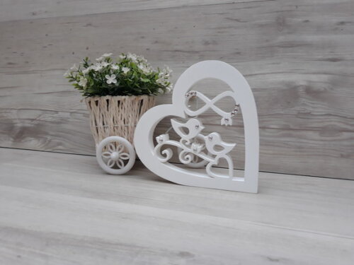Coração Casal Passarinhos Infinito - Decoração Casamento