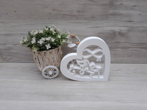 Coração Casal Passarinhos Infinito - Decoração Casamento