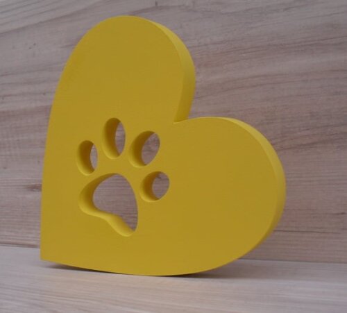 Coração Patinha - 15 cm - Decoração Pet em mdf