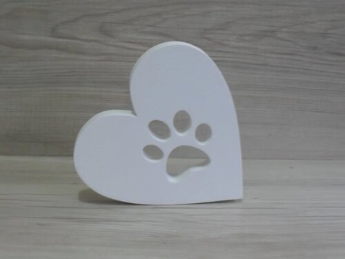 Coração Patinha - 15 cm - Decoração Pet em mdf