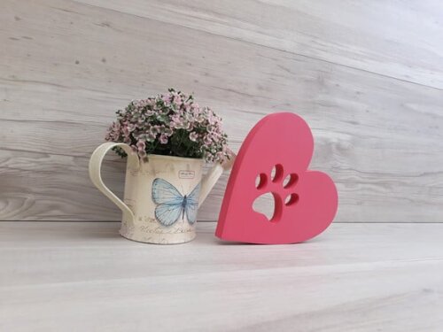 Coração Patinha - 15 cm - Decoração Pet em mdf