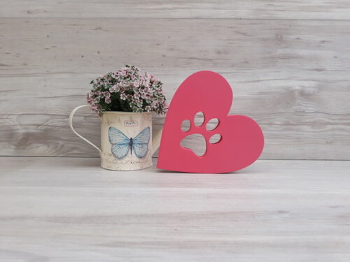 Coração Patinha - 15 cm - Decoração Pet em mdf