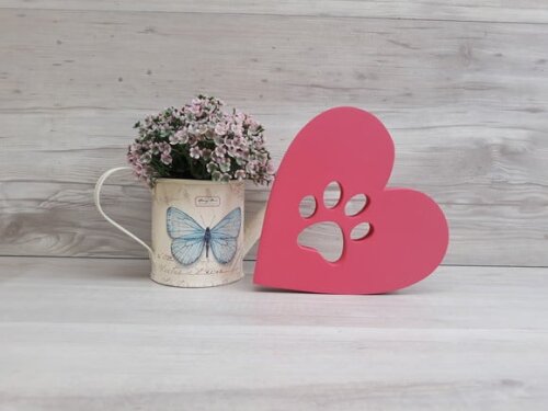Coração Patinha - 15 cm - Decoração Pet em mdf