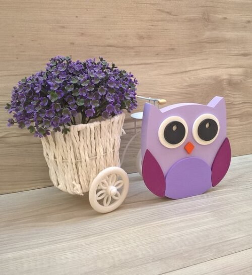 Coruja de mesa em MDF - Decoração Infantil - 15 cm