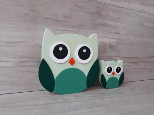 Duo Coruja de mesa em MDF - Decoração Infantil - 15 e 8 cm