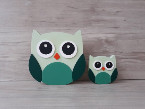 Duo Coruja de mesa em MDF - Decoração Infantil - 15 e 8 cm