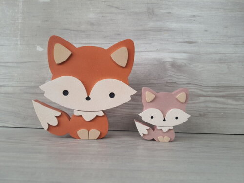 Duo Raposa de Mesa em mdf - Decoração Infantil - 15 e 8 cm