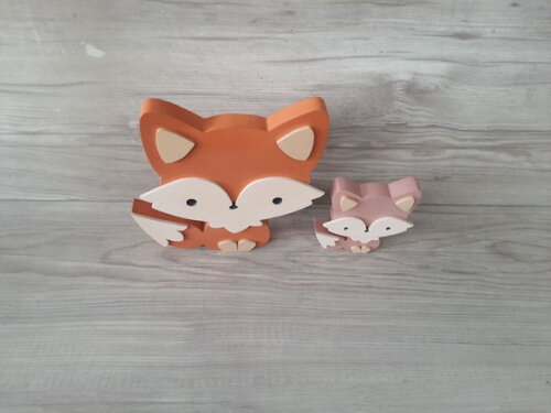 Duo Raposa de Mesa em mdf - Decoração Infantil - 15 e 8 cm