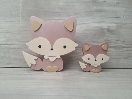 Duo Raposa de Mesa em mdf - Decoração Infantil - 15 e 8 cm