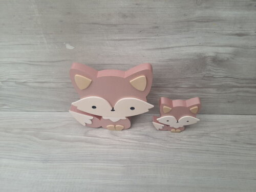 Duo Raposa de Mesa em mdf - Decoração Infantil - 15 e 8 cm