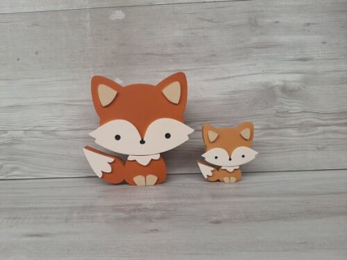 Duo Raposa de Mesa em mdf - Decoração Infantil - 15 e 8 cm