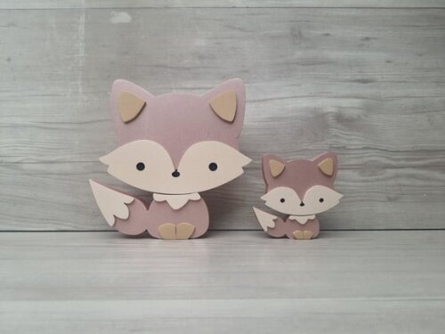 Duo Raposa de Mesa em mdf - Decoração Infantil - 15 e 8 cm