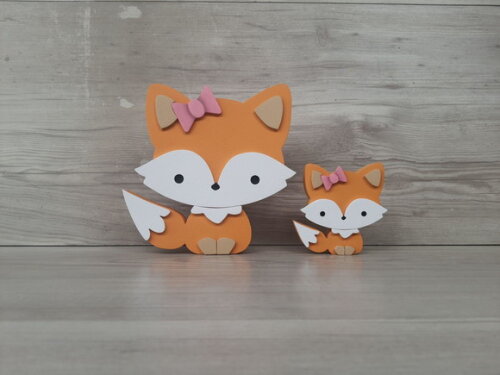 Duo Raposa de Mesa em mdf - Decoração Infantil - 15 e 8 cm