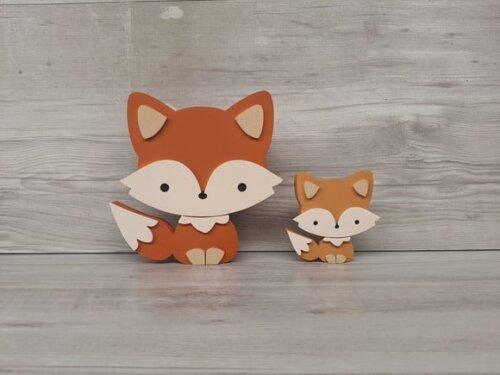 Duo Raposa de Mesa em mdf - Decoração Infantil - 15 e 8 cm
