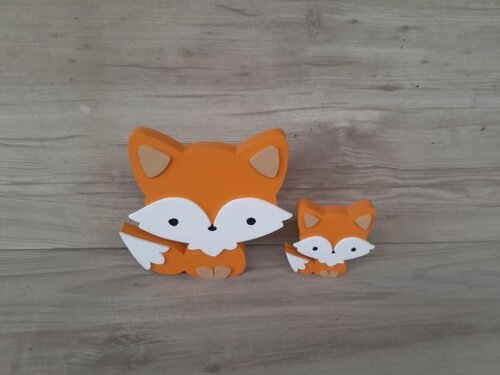 Duo Raposa de Mesa em mdf - Decoração Infantil - 15 e 8 cm