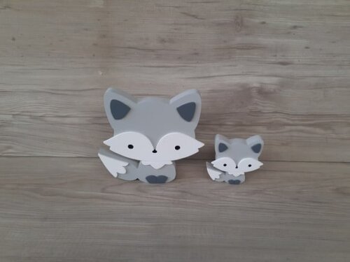 Duo Raposa de Mesa em mdf - Decoração Infantil - 15 e 8 cm