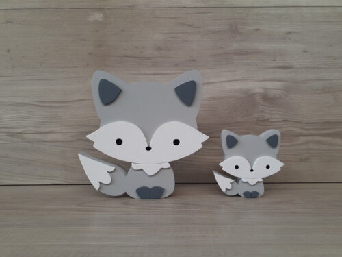 Duo Raposa de Mesa em mdf - Decoração Infantil - 15 e 8 cm