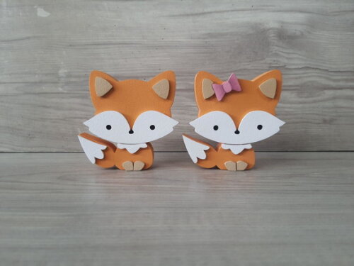 Duo Raposas de Mesa em mdf - Decoração Infantil - 8 cm