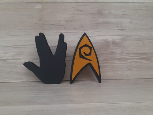 Duo Saudação Vulcana + Insígnia Operations StarTrek