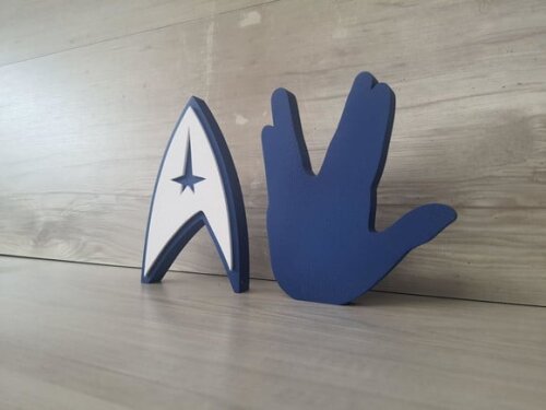 Duo Saudação Vulcana + Simbolo Frota Estelar Startrek