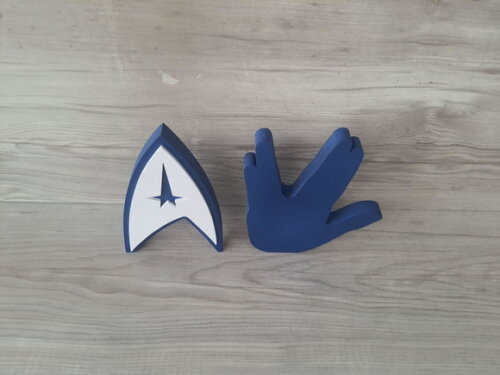 Duo Saudação Vulcana + Simbolo Frota Estelar Startrek