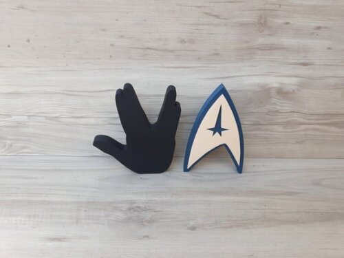 Duo Saudação Vulcana + Simbolo Frota Estelar StarTrek