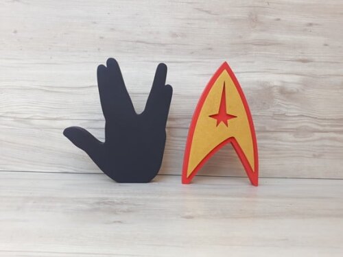 Duo Saudação Vulcana + Simbolo Frota Estelar StarTrek