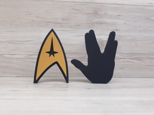 Duo Saudação Vulcana + Simbolo Frota Estelar StarTrek
