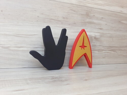 Duo Saudação Vulcana + Simbolo Frota Estelar StarTrek
