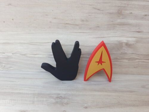 Duo Saudação Vulcana + Simbolo Frota Estelar StarTrek