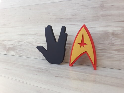 Duo Saudação Vulcana + Simbolo Frota Estelar StarTrek