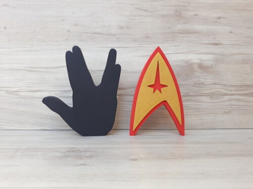 Duo Saudação Vulcana + Simbolo Frota Estelar StarTrek