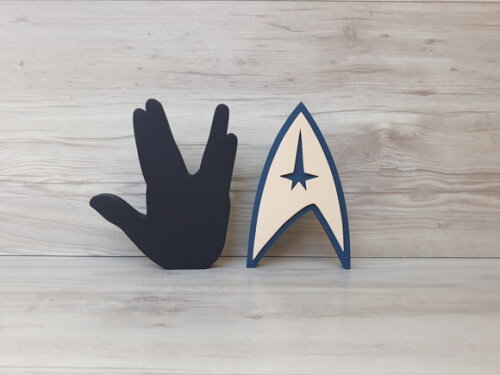 Duo Saudação Vulcana + Simbolo Frota Estelar StarTrek